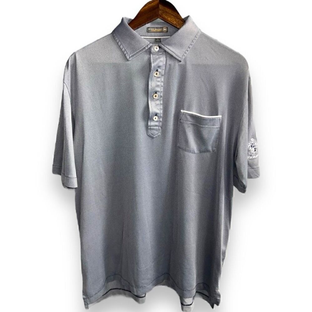 Gray Peter Millar Summer Comfort Golf Polo Shirt Size L
